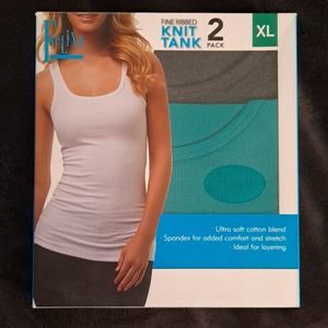 Felina Fine ribbed Knit Tank size XL Green/Gry